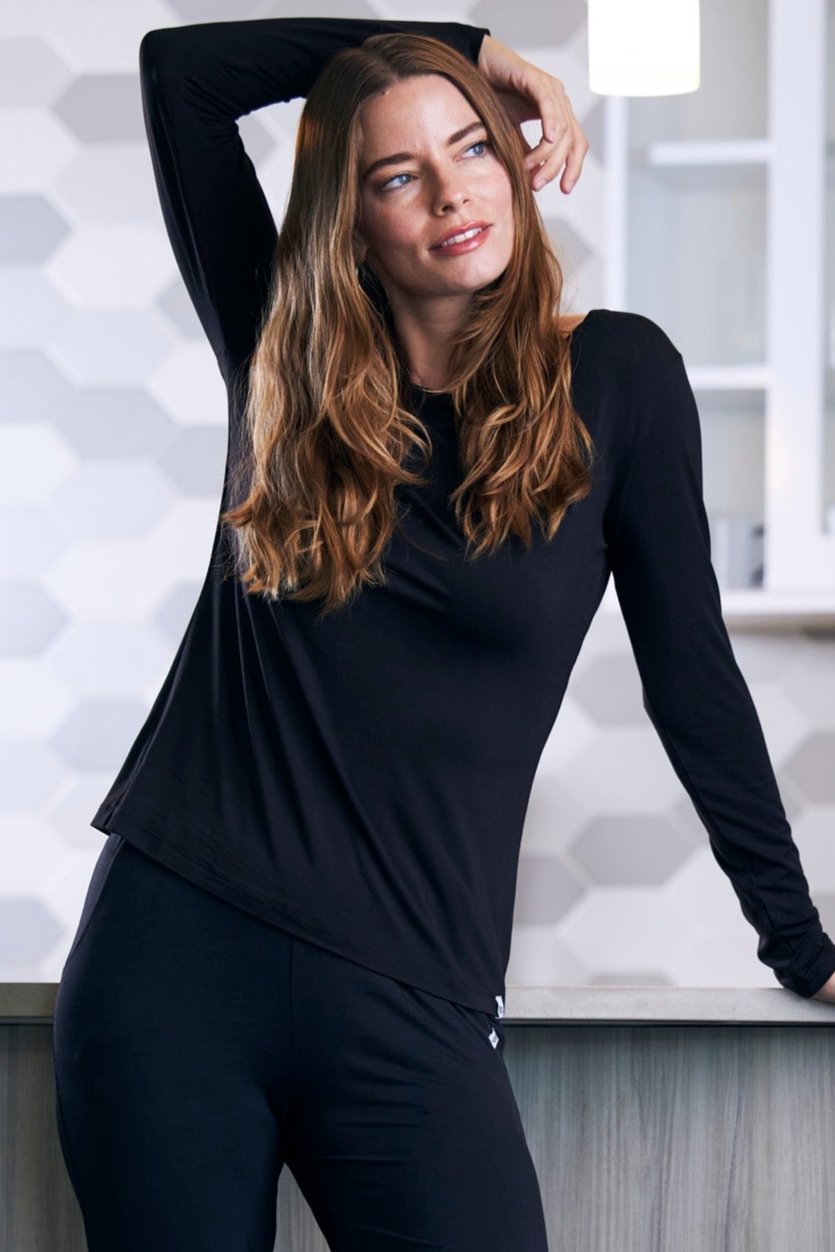 Langærmet T-shirt i bambus til damer