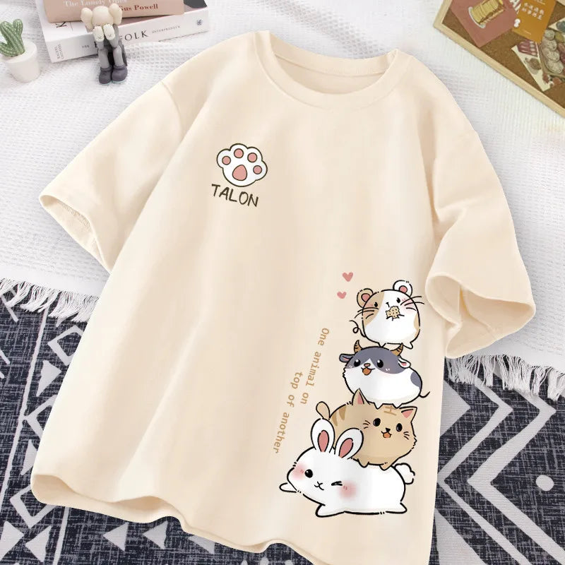 Camiseta de pila de animales lindos