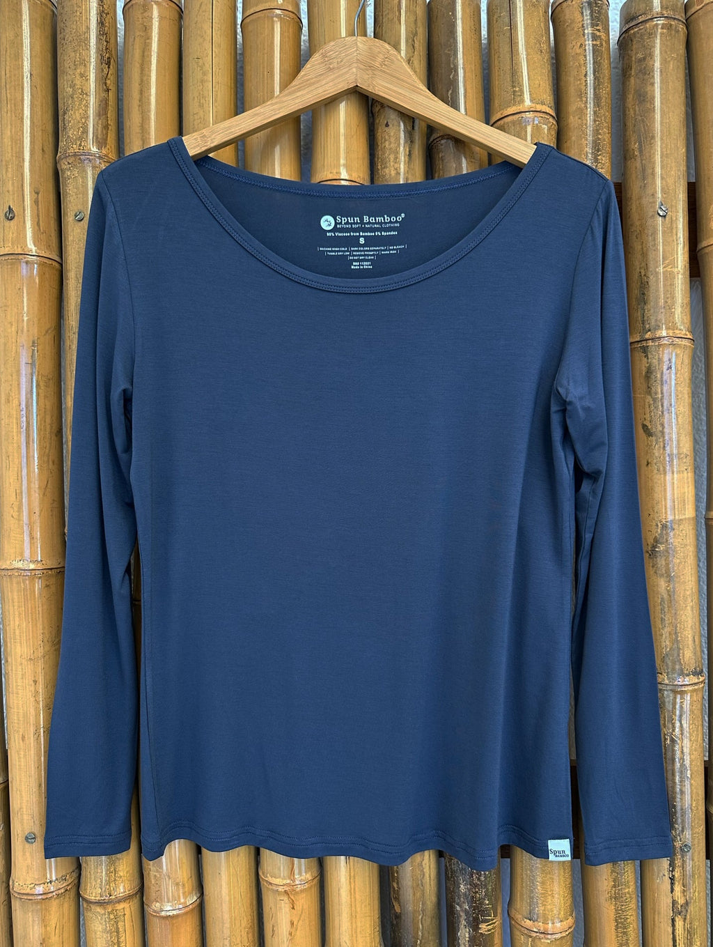 Langærmet T-shirt i bambus til damer