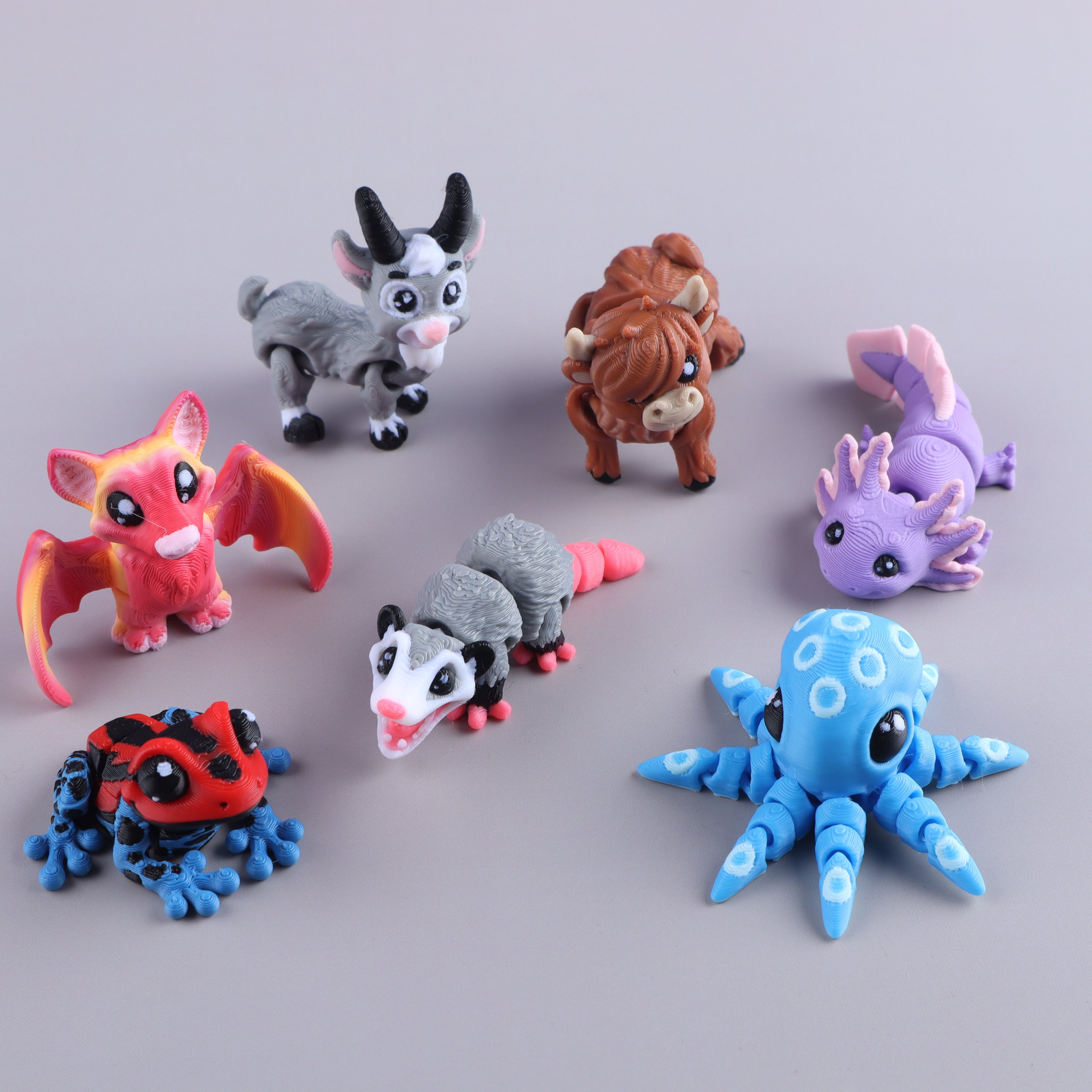 Paquete de mini juguetes antiestrés con diseño de criatura impreso en 3D – Set de regalo de bolsa de dulces sensoriales