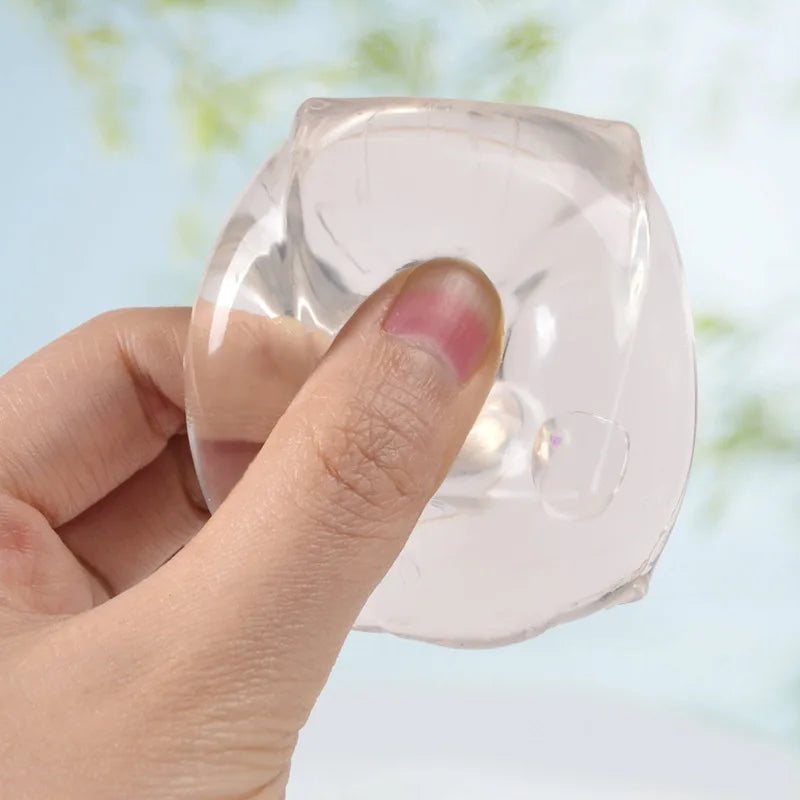 Squishy de Cubo de Hielo Transparente | Bola antiestrés de Maltosa con Lentejuelas de Rebote Lento