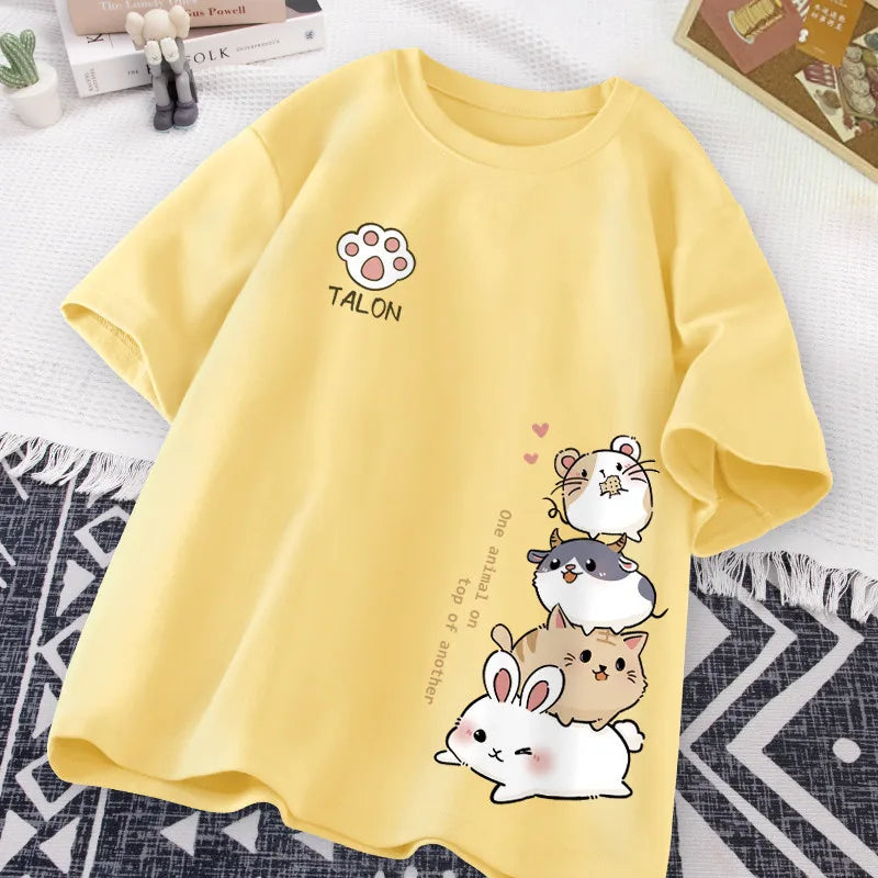 Camiseta de pila de animales lindos