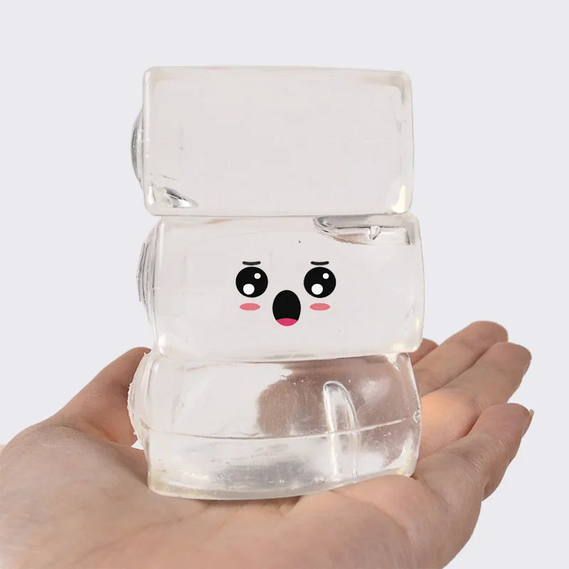 Squishy de Cubo de Hielo Transparente | Bola antiestrés de Maltosa con Lentejuelas de Rebote Lento