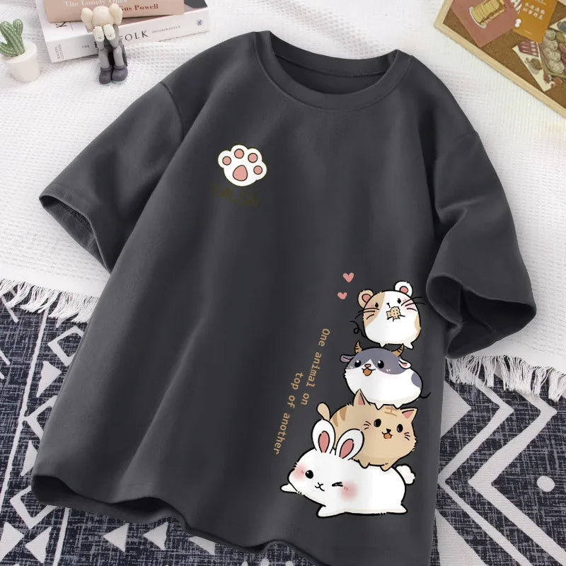 Camiseta de pila de animales lindos