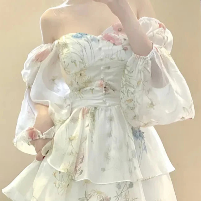 Minivestido de gasa floral lindo