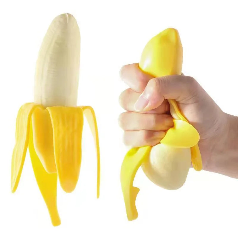 Banana Stress Ball | Cute Fruit Squishy Fidget Toy for Anxiety Relief