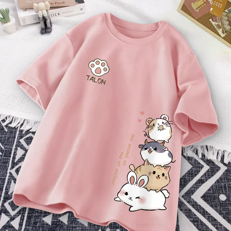 Camiseta de pila de animales lindos