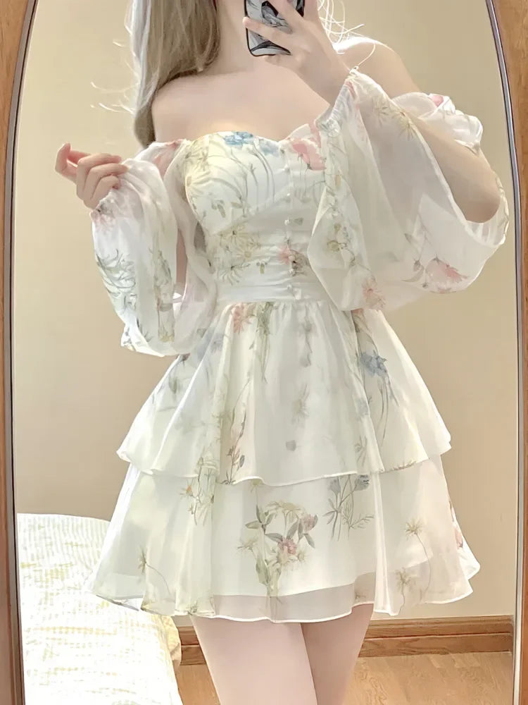 Minivestido de gasa floral lindo
