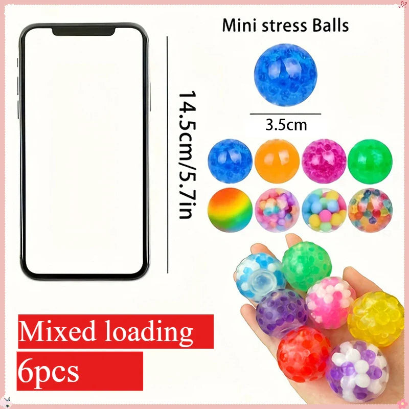 Juego de Mini Pelotas Antiestrés Blanditas | 6 juguetes sensoriales blandos arcoíris