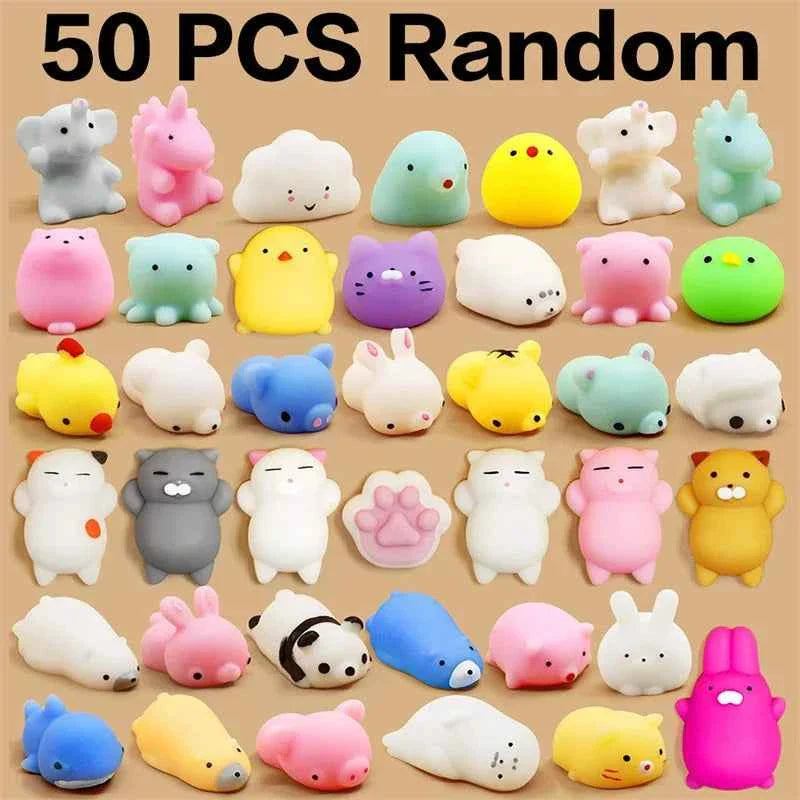 50-5PCS Mochi Squishies Kawaii Anima Squishy Toys Para Niños Pelota Antiestrés Para Apretar Regalos De Fiesta Juguetes Para Aliviar El Estrés Para Cumpleaños
