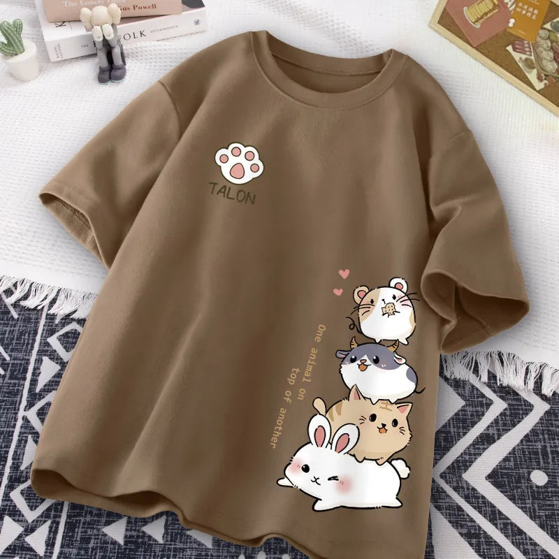 Camiseta de pila de animales lindos