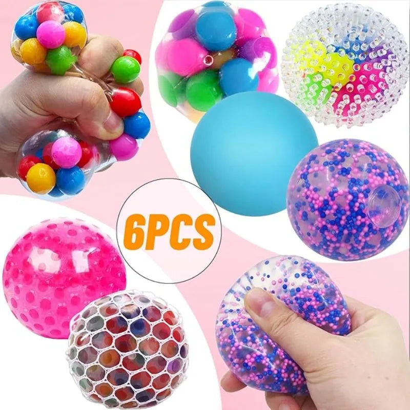 Juego de Mini Pelotas Antiestrés Blanditas | 6 juguetes sensoriales blandos arcoíris