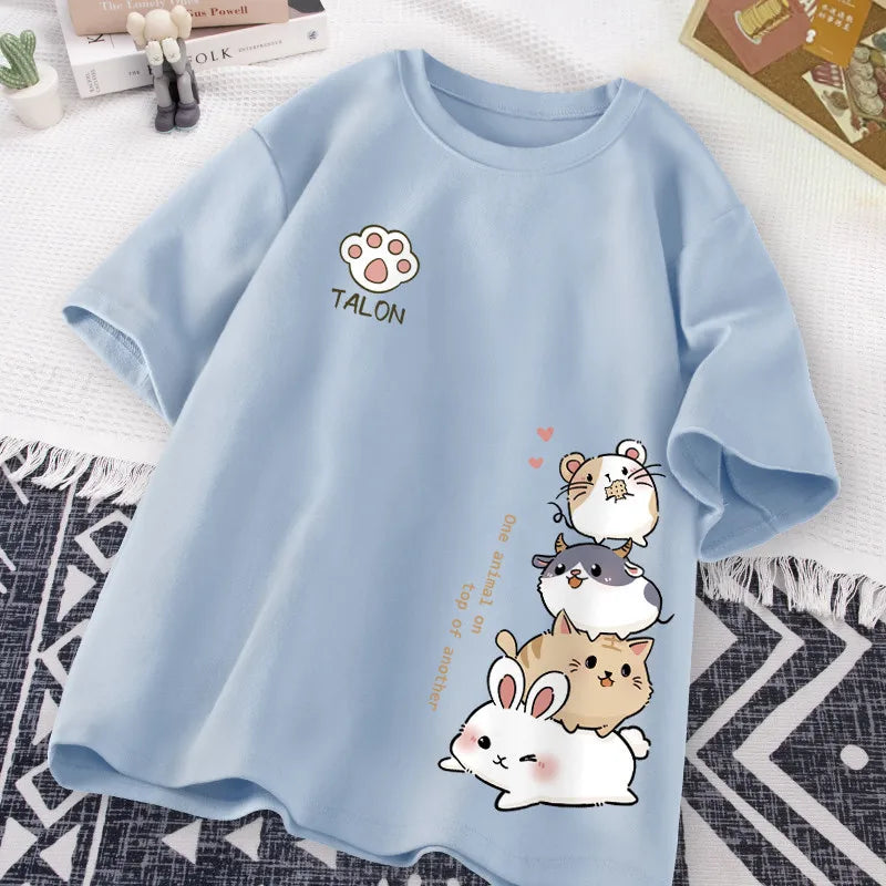 Camiseta de pila de animales lindos