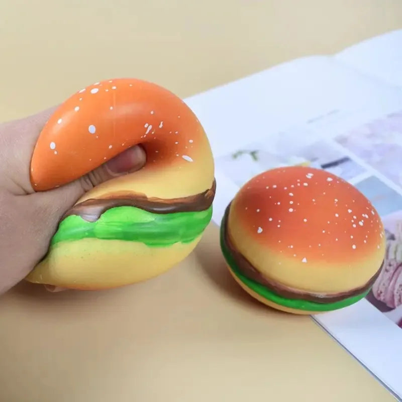 Pelota antiestrés de hamburguesa | Juguete sensorial para aliviar la ansiedad