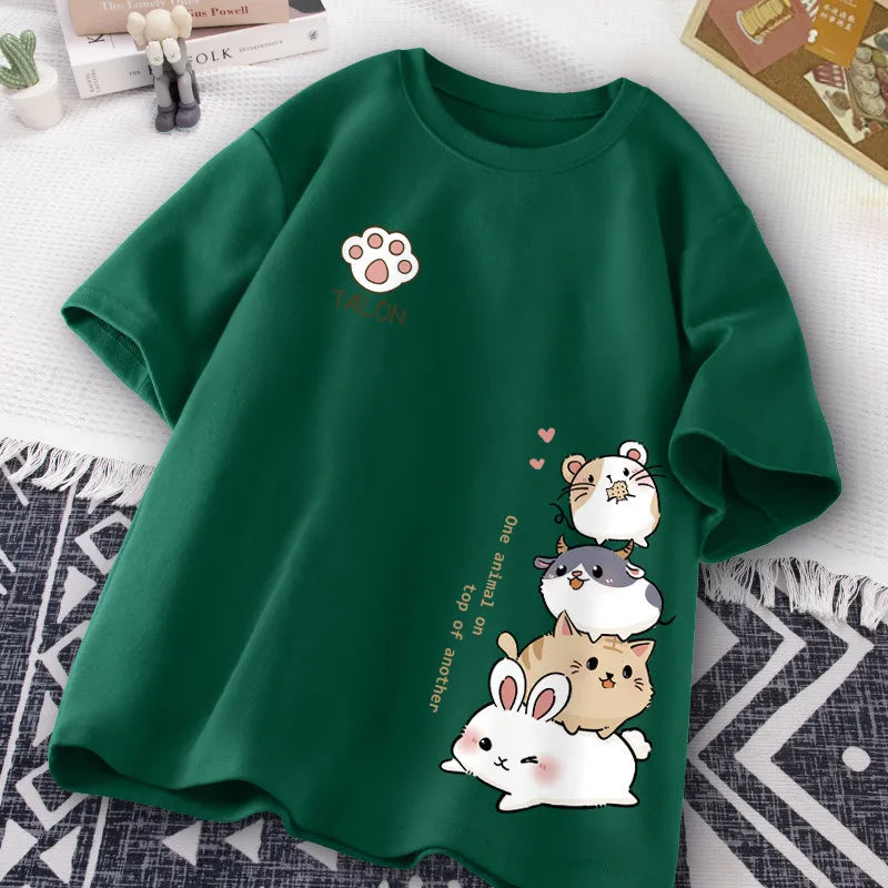 Camiseta de pila de animales lindos