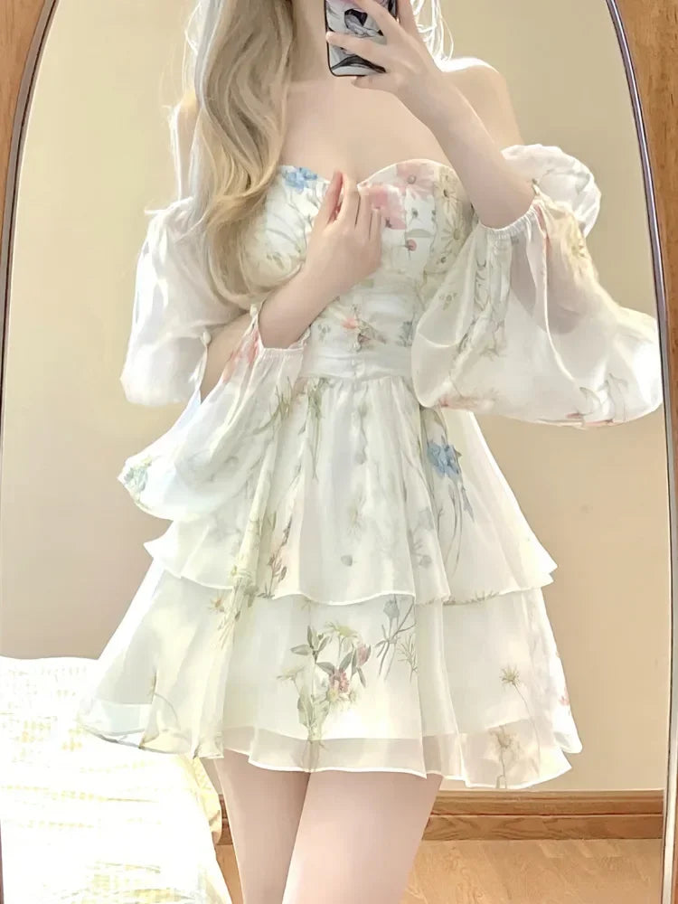 Minivestido de gasa floral lindo