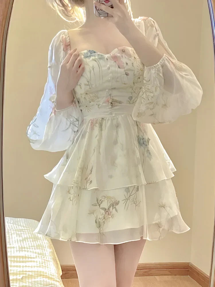Minivestido de gasa floral lindo