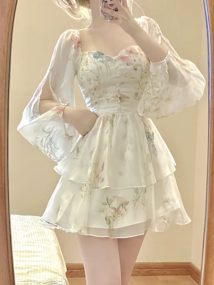 Minivestido de gasa floral lindo