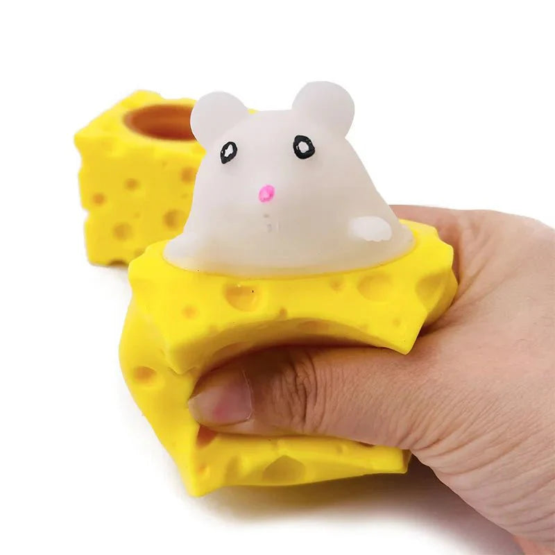Pelota Antiestrés de Ratón de Queso | Divertido Juguete Blando para Aliviar la Ansiedad