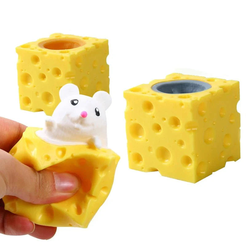 Pelota Antiestrés de Ratón de Queso | Divertido Juguete Blando para Aliviar la Ansiedad