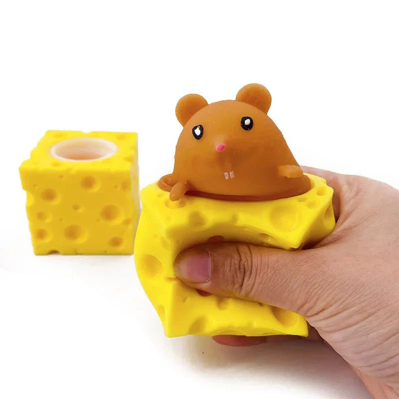 Pelota Antiestrés de Ratón de Queso | Divertido Juguete Blando para Aliviar la Ansiedad