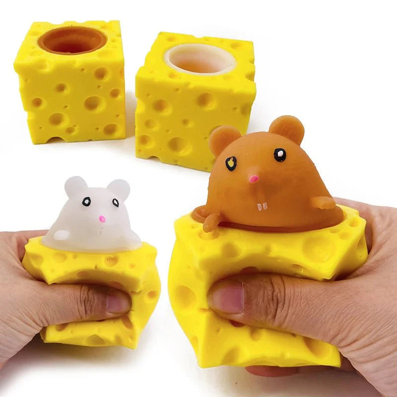 Pelota Antiestrés de Ratón de Queso | Divertido Juguete Blando para Aliviar la Ansiedad