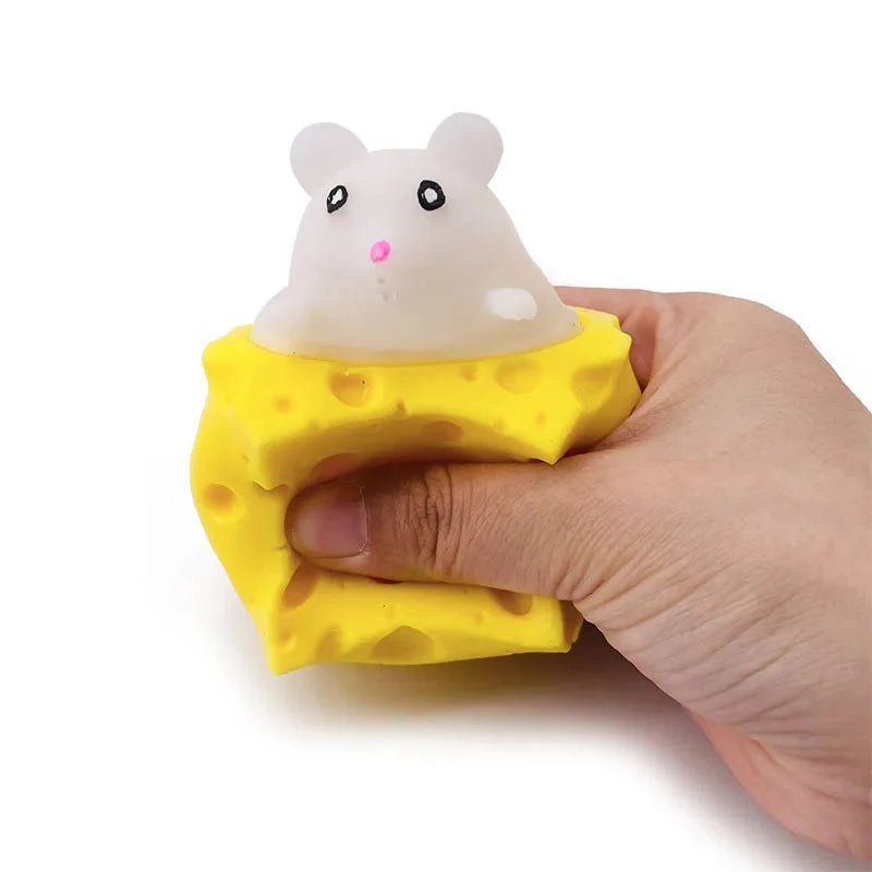 Pelota Antiestrés de Ratón de Queso | Divertido Juguete Blando para Aliviar la Ansiedad