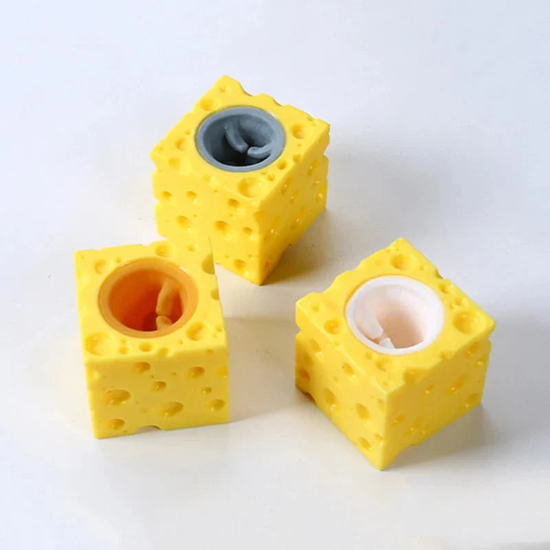 Pelota Antiestrés de Ratón de Queso | Divertido Juguete Blando para Aliviar la Ansiedad