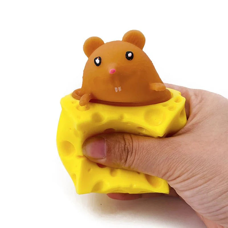 Pelota Antiestrés de Ratón de Queso | Divertido Juguete Blando para Aliviar la Ansiedad