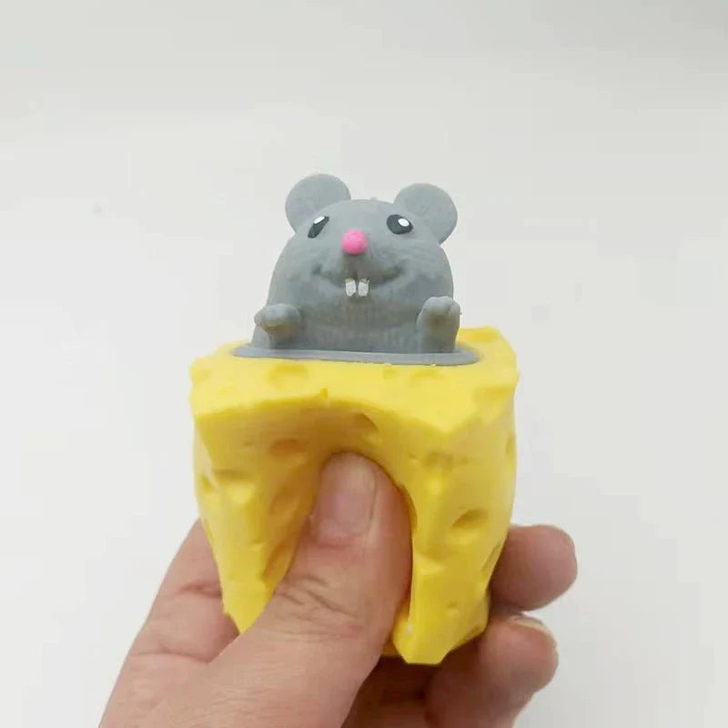 Pelota Antiestrés de Ratón de Queso | Divertido Juguete Blando para Aliviar la Ansiedad